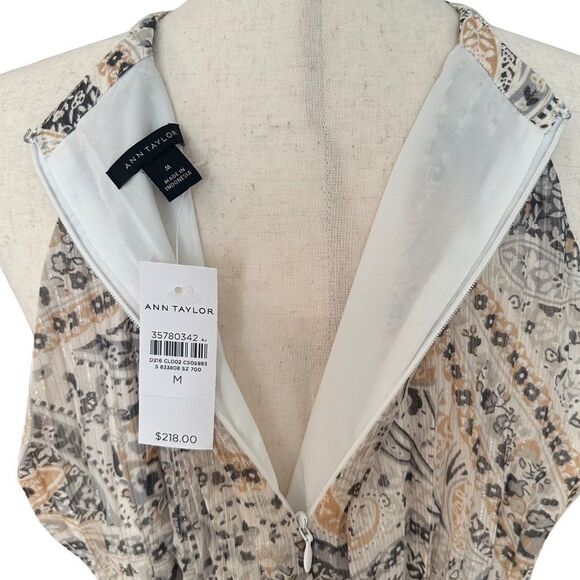 NWT Ann Taylor Halter Top Maxi Pleated Flowing Lined Dress Med - Picture 12 of 16